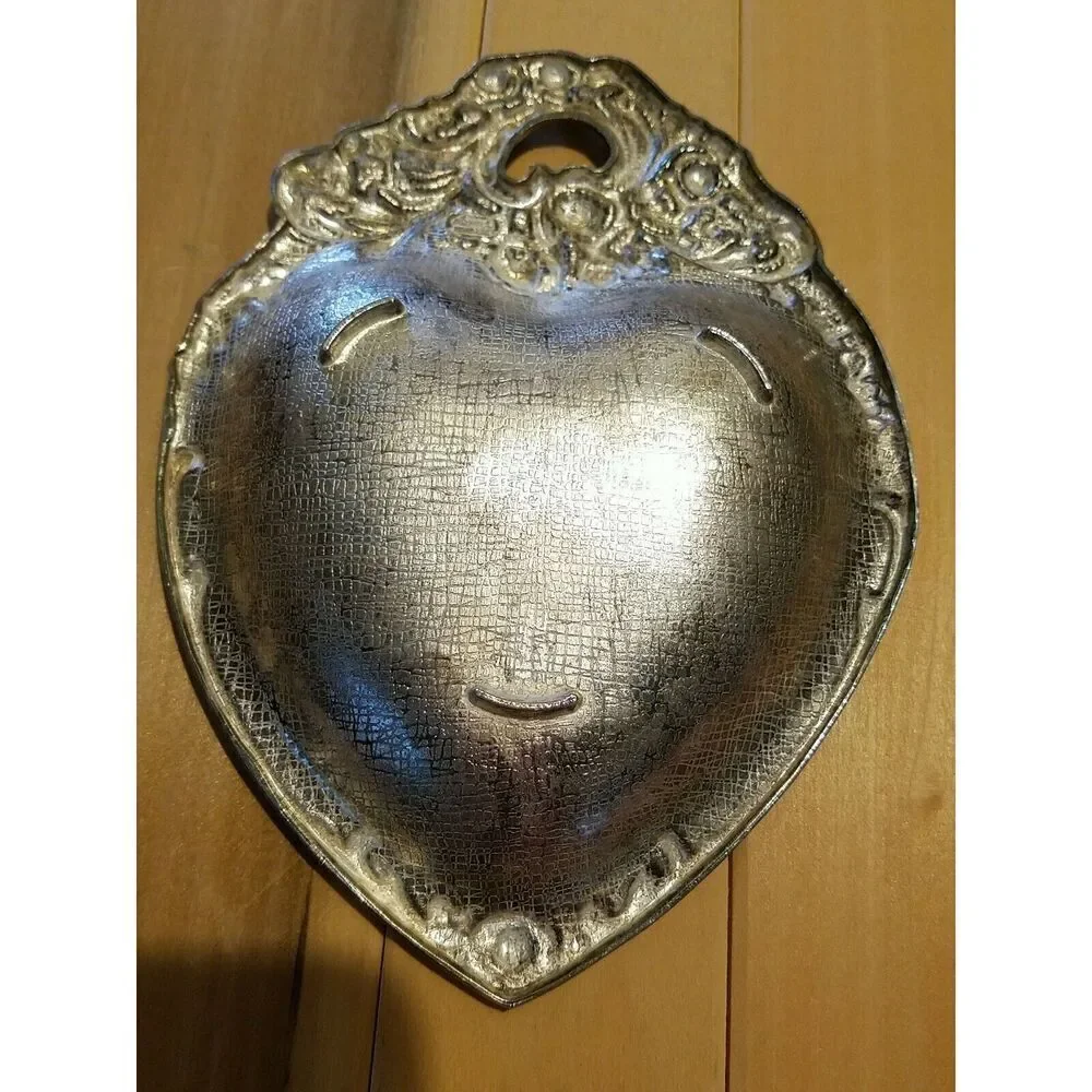 Leonard Silverplate Heart Dish Tray Roses Silver Plated Trinket Dish Italy